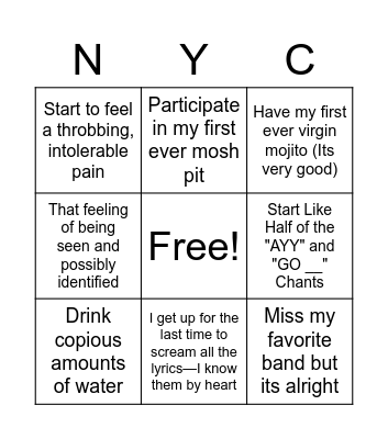 Form Fest Bingo Card