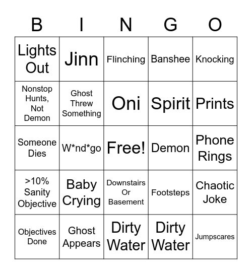 Specter Bingo Card