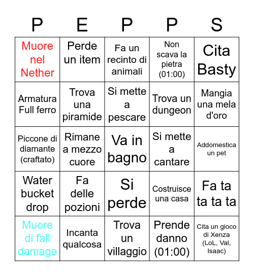 Giuzeroe Bingo Card