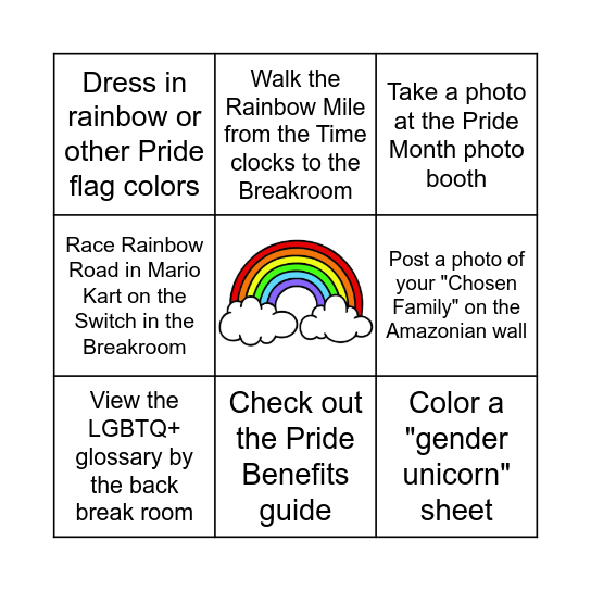 TUS5 Pride Bingo Card