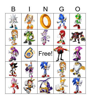 Sonic Bingo Card