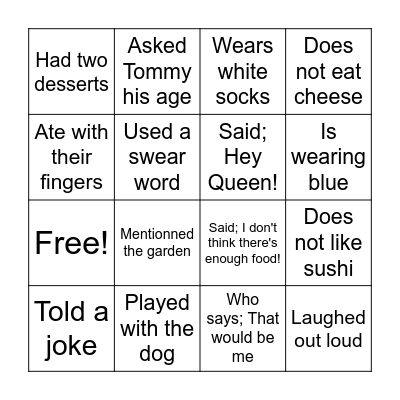 I spy someone who Bingo Card