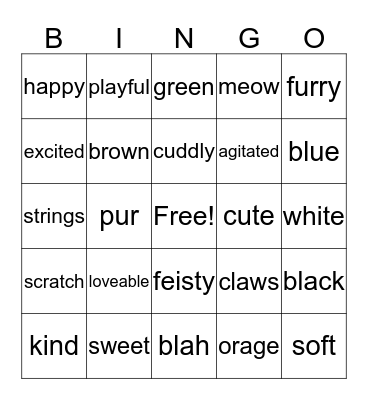 cats Bingo Card