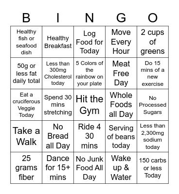 Food Challenge June 27-July1 Bingo Card