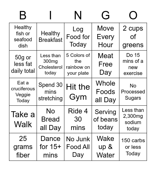 Food Challenge June 27-July1 Bingo Card