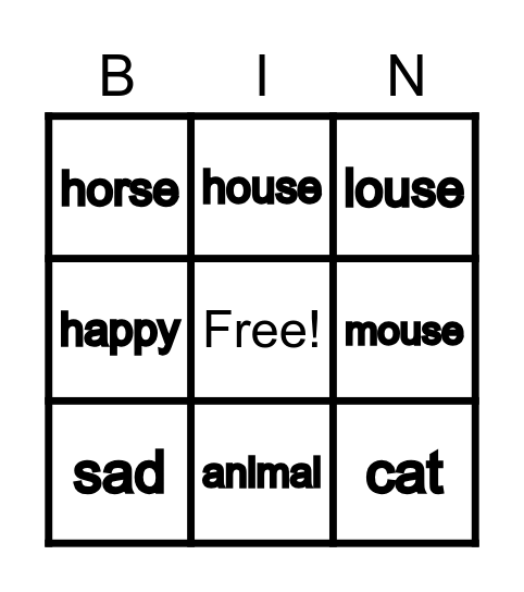 Spelling Unit 3 Lesson 3 Bingo Card