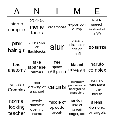 FANIME FAMILY FUN NIGHT Bingo Card