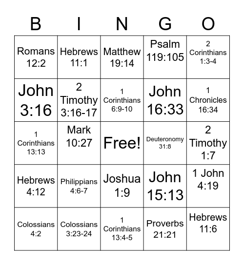 BIBLE Bingo (By YAM) Bingo Card