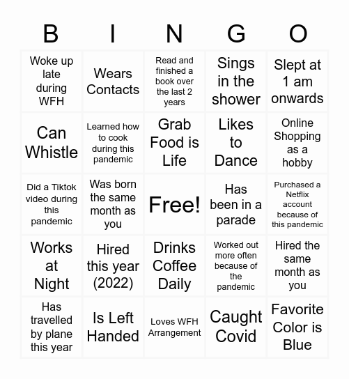 OD Bingo Activity Bingo Card