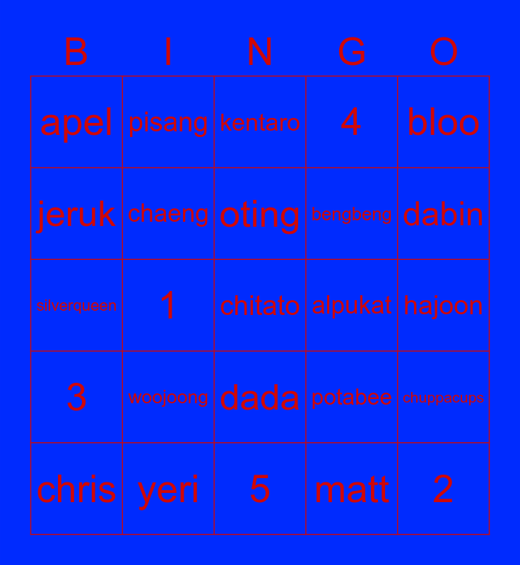 bingo bongo Bingo Card