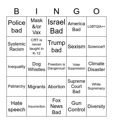 NPR Story Framing Bingo Card