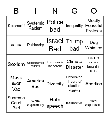 NPR Story Framing Bingo Card