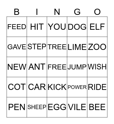 Rhyme Time Bingo Card