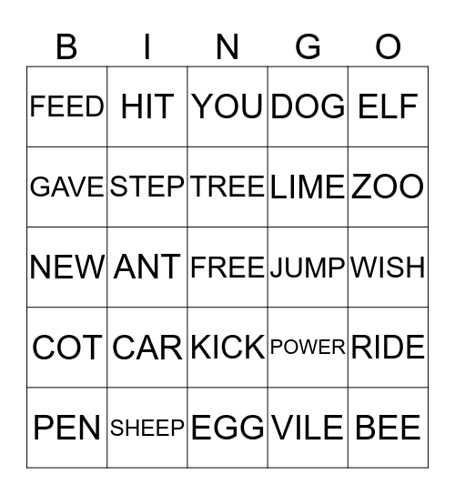 Rhyme Time Bingo Card