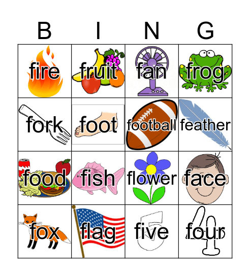 /f/ Bingo Card