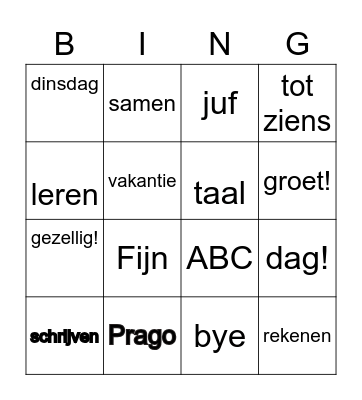 afscheid Bingo Card