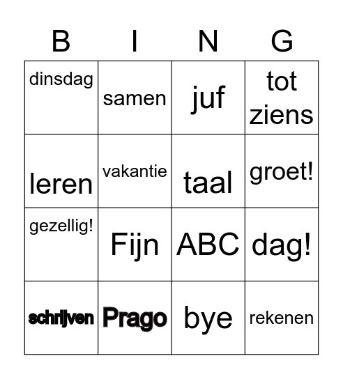 afscheid Bingo Card