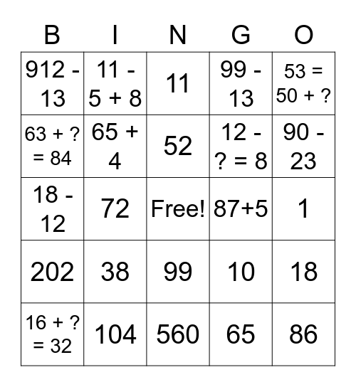 Additive Strategies Bingo Card