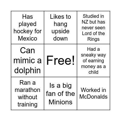 Find someone who...... Bingo Card