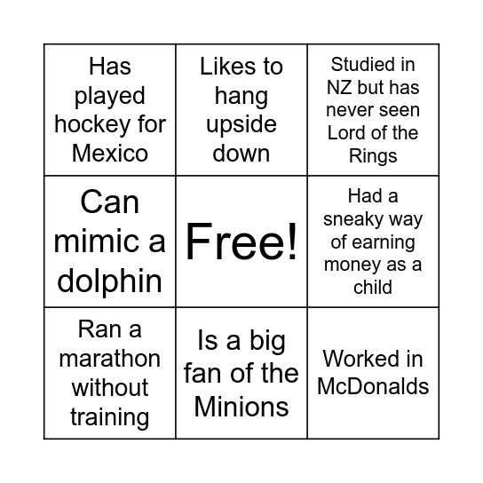 Find someone who...... Bingo Card
