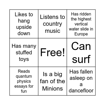 Find someone who..... Bingo Card