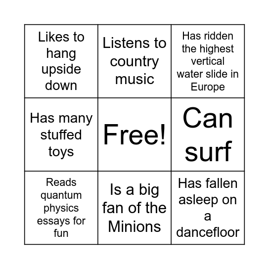 Find someone who..... Bingo Card
