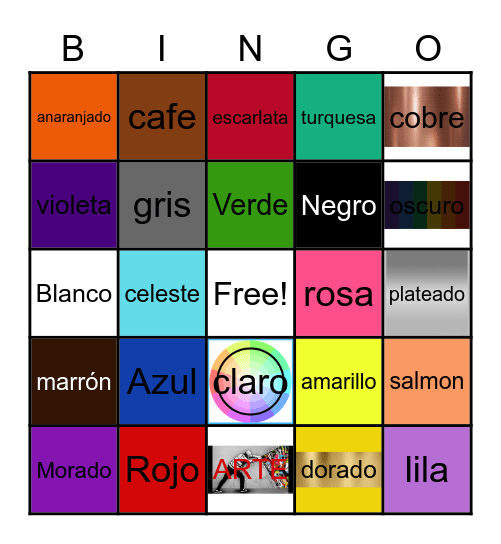 Los colores Bingo Card