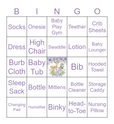 Baby Shower Bingo Card