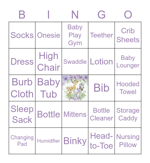 Baby Shower Bingo Card