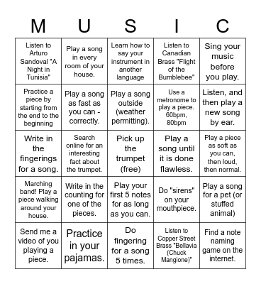 Music! Bingo Card