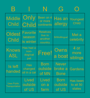 SRC In-Service Bingo Card