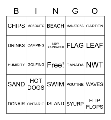 SUMMER BINGO Card