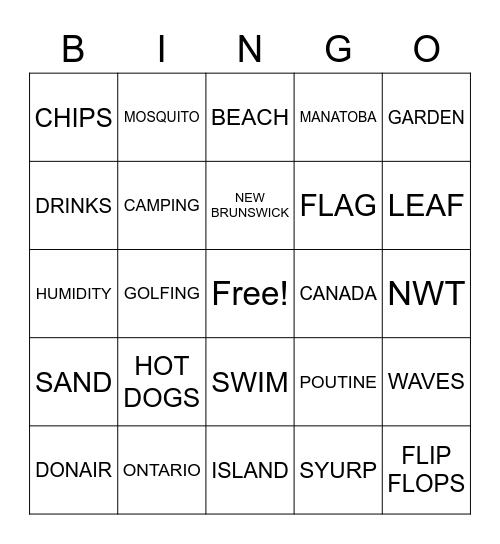 SUMMER BINGO Card