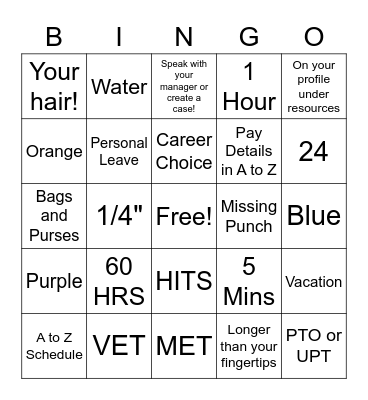 PXT Bingo Card