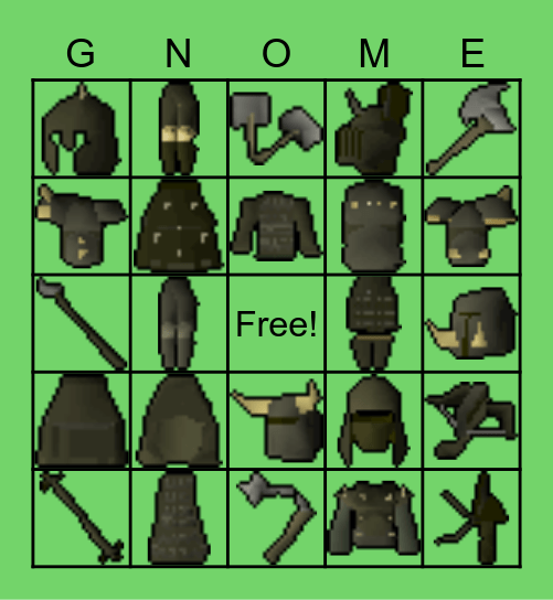 Gnomies Barrows Bingo Card