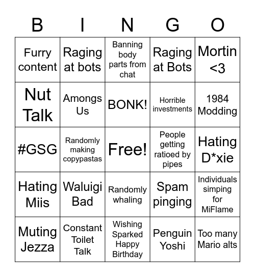 MKT Server Bingo Card