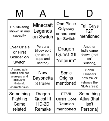 6/28 Partner Showcase Bingo Card