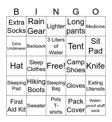 BSA meeting Bingo Card