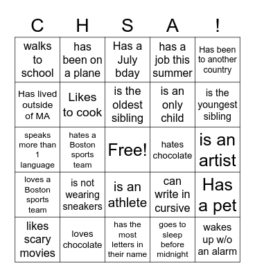 Find someone who... Bingo Card