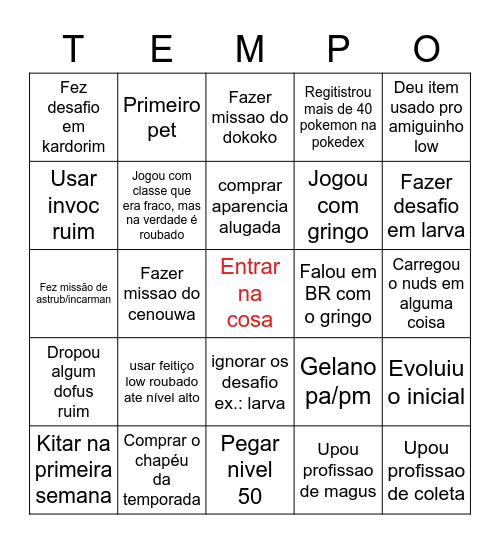 TEMPORIS VII Bingo Card