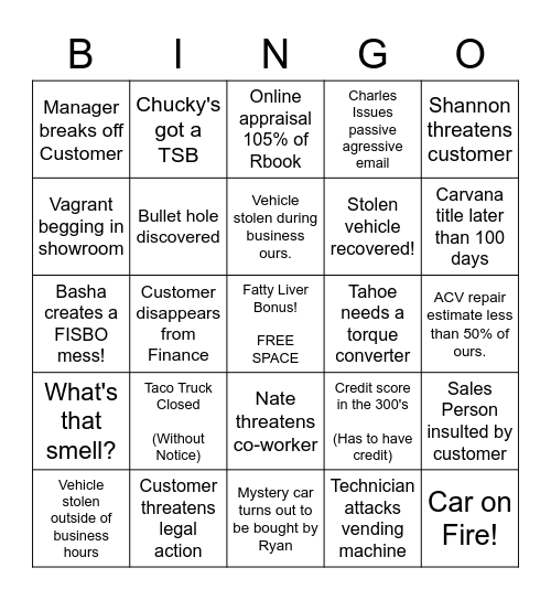 Drive Direct Bingo Card