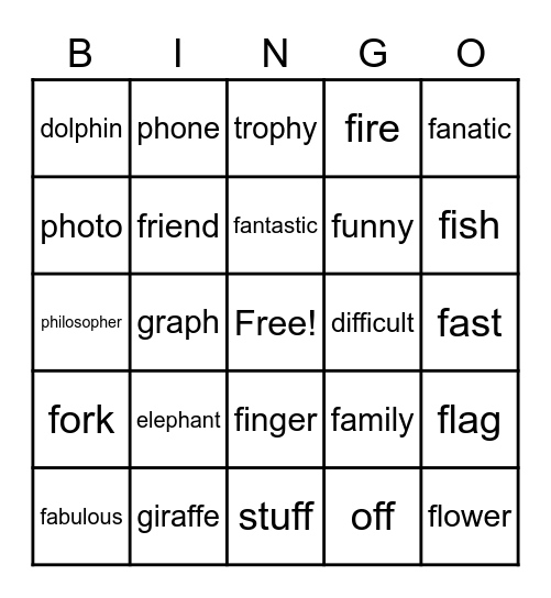 f  ff  ph Bingo Card