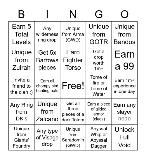 Dragon Kings Bingo Event #1 Bingo Card