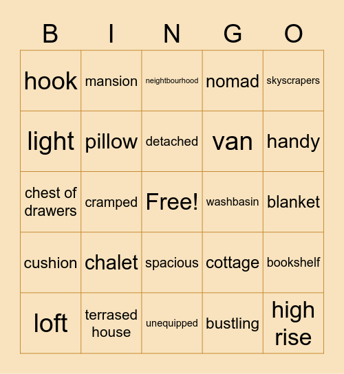 Housing Bingo Card