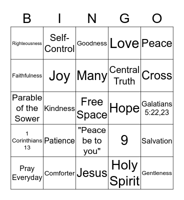 Fruits of the Spirit Bingo Card