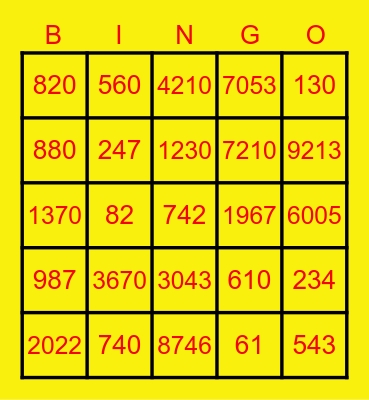 French Big Numbers - Mme. Attia Bingo Card