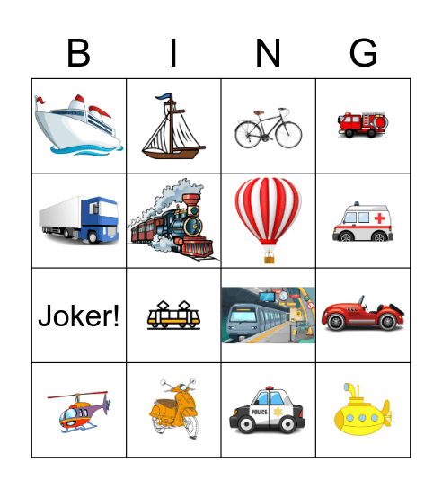 Fahrzeuge Bingo Card