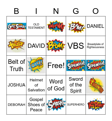 VBS Summer 2022 Heroes of the Bible Bingo Card