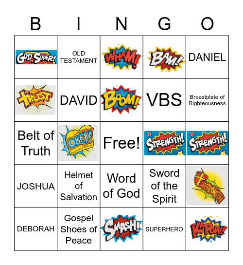 VBS Summer 2022 Heroes of the Bible Bingo Card