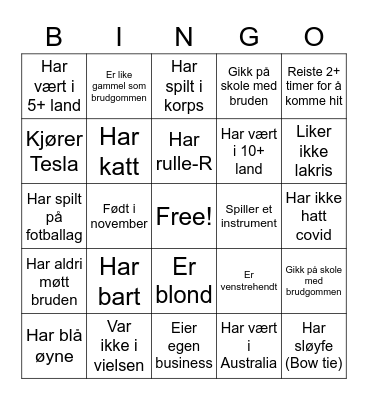 Finn gjesten! Bingo Card